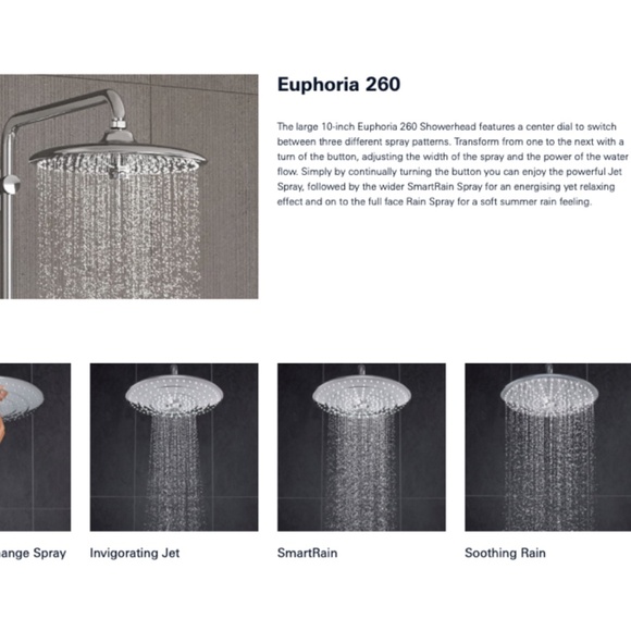 GROHE Euphoria Rain 10 inch 3 Spray Showerhead - Picture 3 of 7